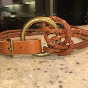 New, Never Worn POLO Ralph Lauren Rope Belt w double brass hoop buckles, Sz S